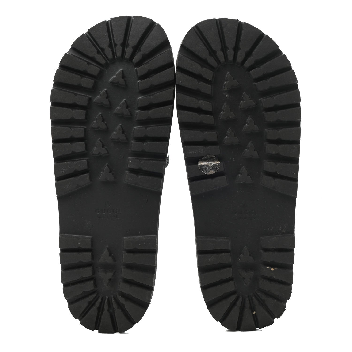 Gucci Rubber Web Mens Lug Sole Slide Sandals 9 Black Green Red 5 of 8