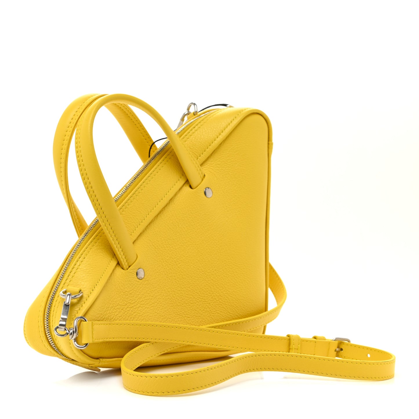Shiny Day Calfskin Logo XS Triangle Duffle Jaune Black