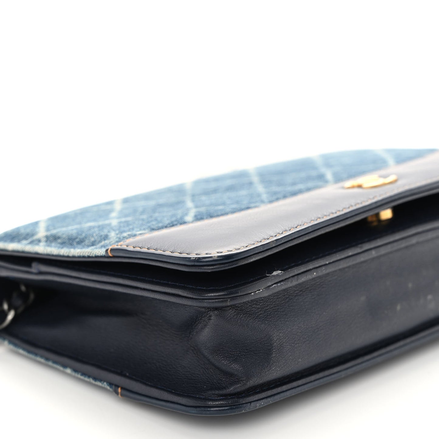Denim Quilted Gabrielle Wallet On Chain WOC Blue