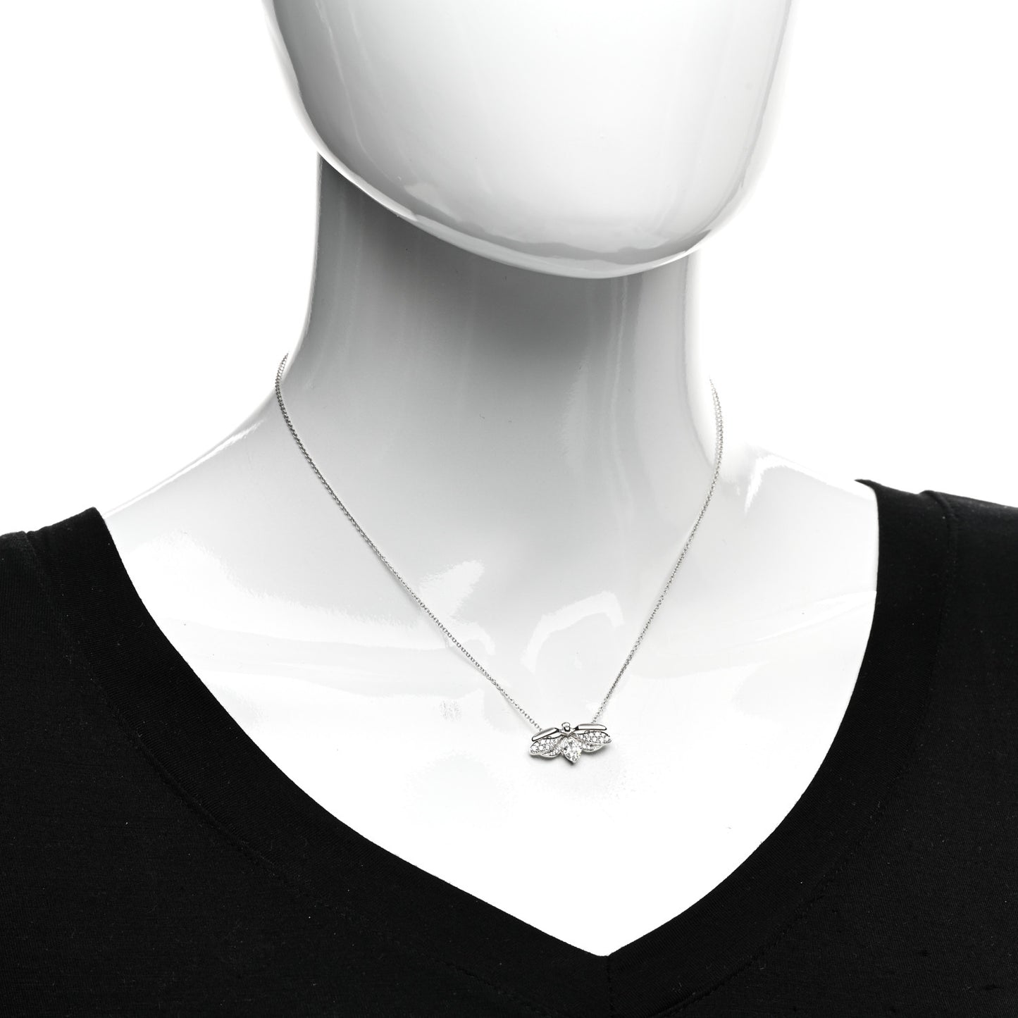 Platinum Diamond Paper Flowers Firefly Pendant Necklace