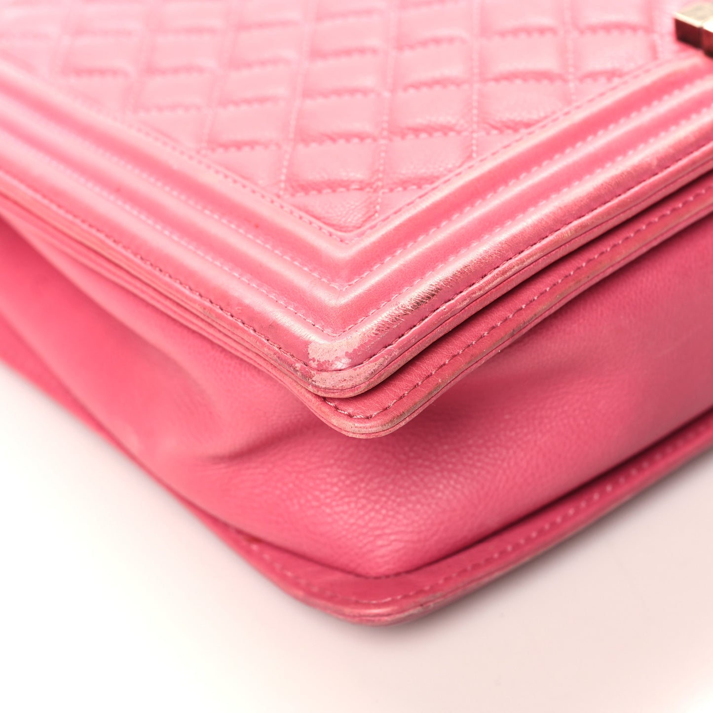 Calfskin Quilted Large Boy Flap Pink