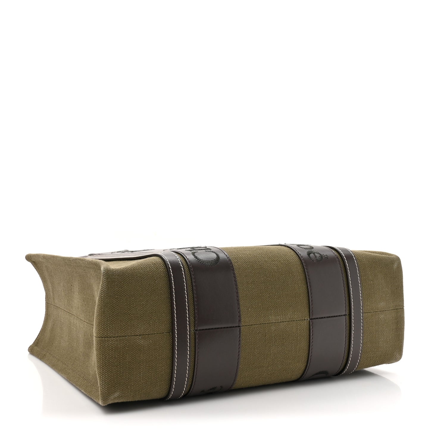 Linen Calfskin Medium Woody Tote Warm Green