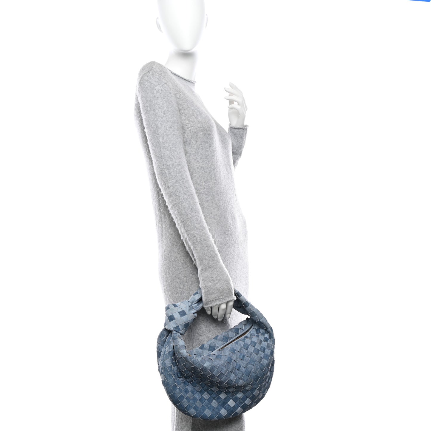 Nappa Denim Effect Intrecciato Teen Jodie Hobo Denim