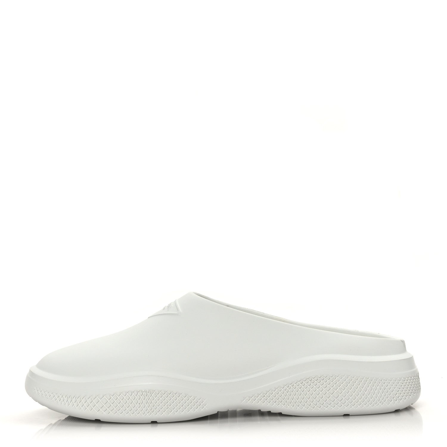 Prada Soft Mellow Rubber Triangle Logo Embossed Mens Mules 45 White 1 of 8
