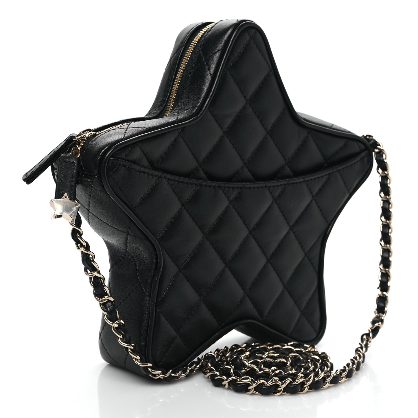 Lambskin Quilted Walk of Fame Star Bag Black