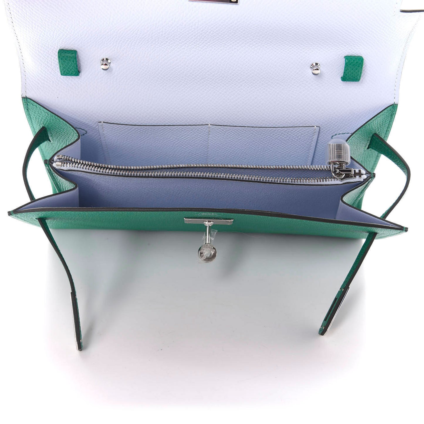 Epsom Kelly Wallet To Go Vert Jade Bleu Brume
