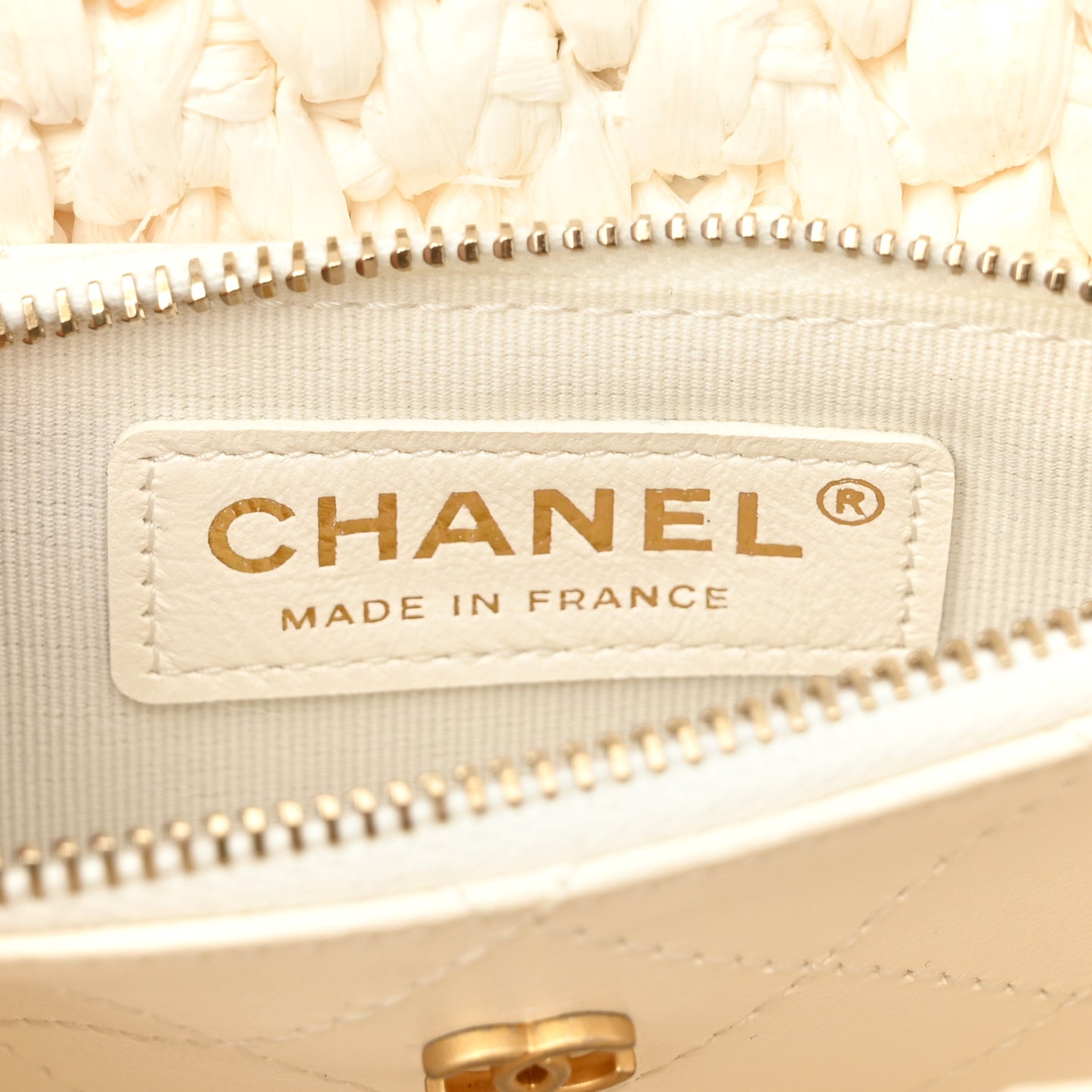 Raffia Effect Tweedy Mini Flap Bag White Black