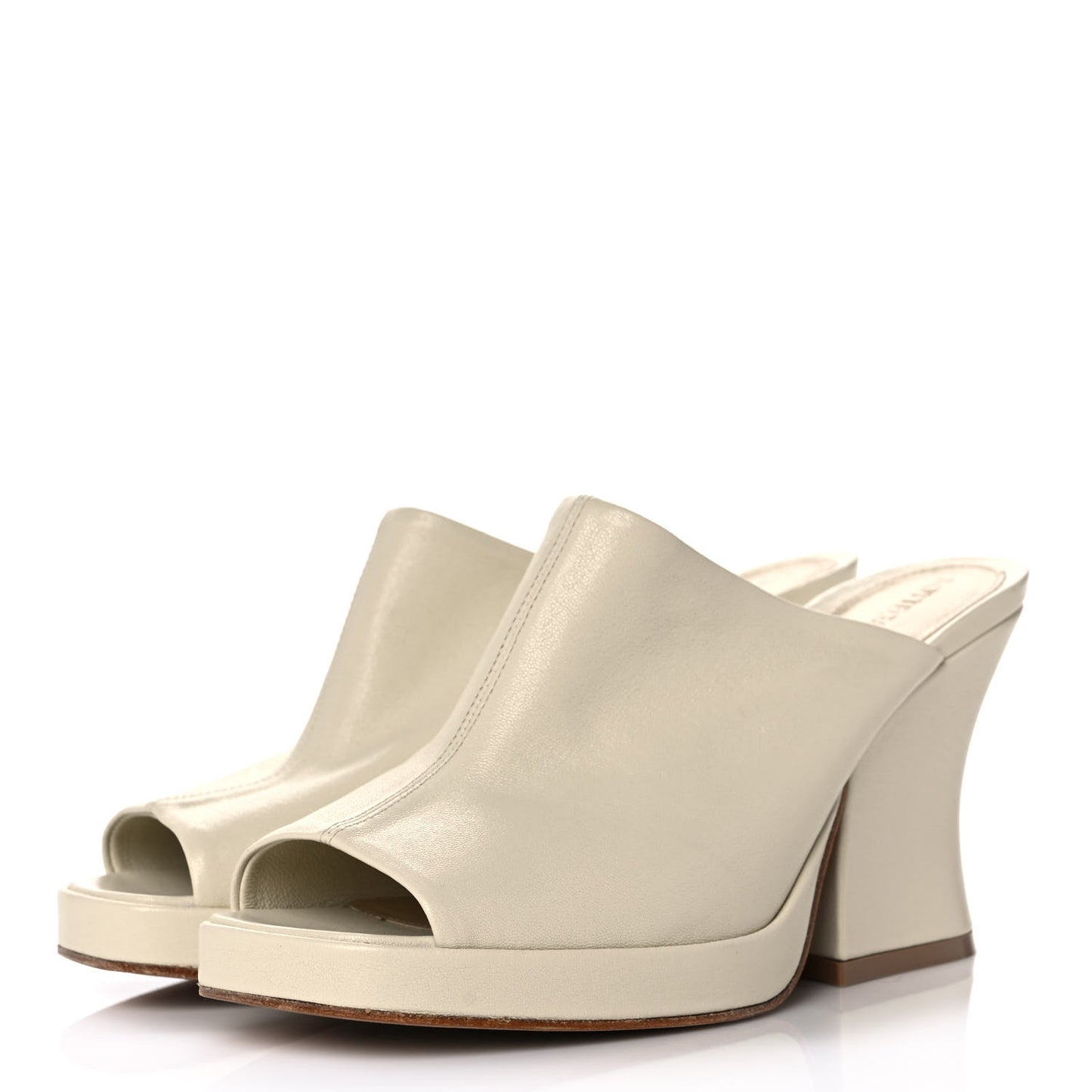 Nappa Stack Mule Sandals 36.5 Sea Salt