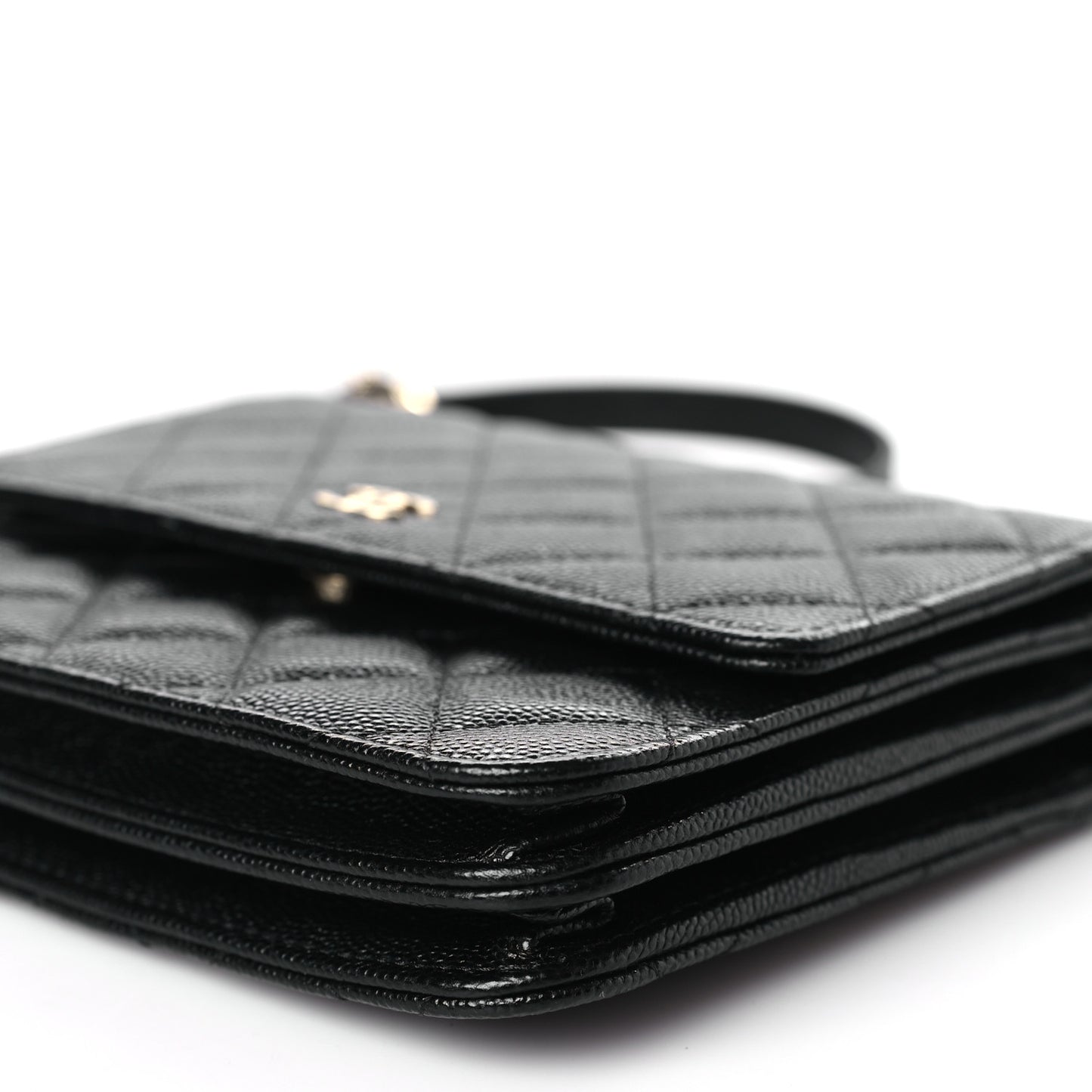 Caviar Quilted Square Wallet On Chain WOC Black
