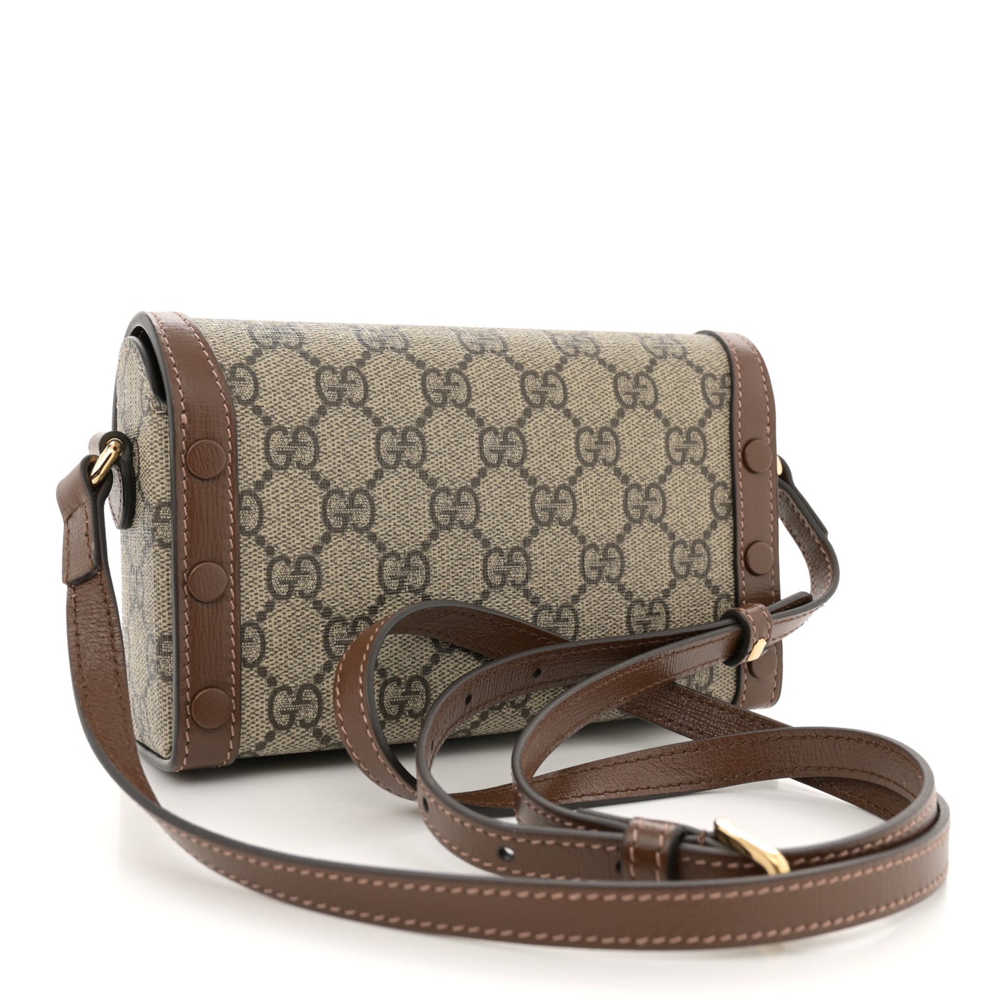 GG Supreme Monogram Mini Horsebit 1955 Shoulder Bag Beige Brown Sugar