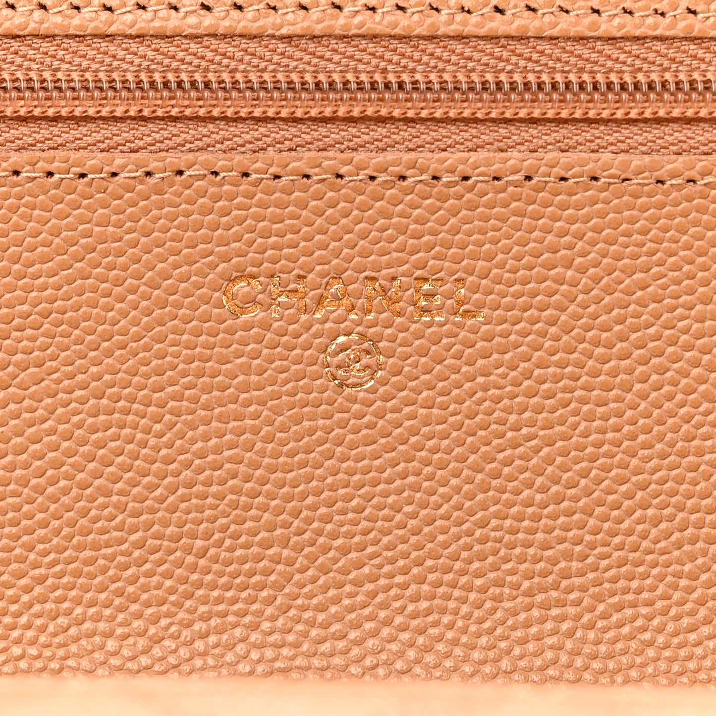 Caviar Quilted Wallet on Chain WOC Dark Beige