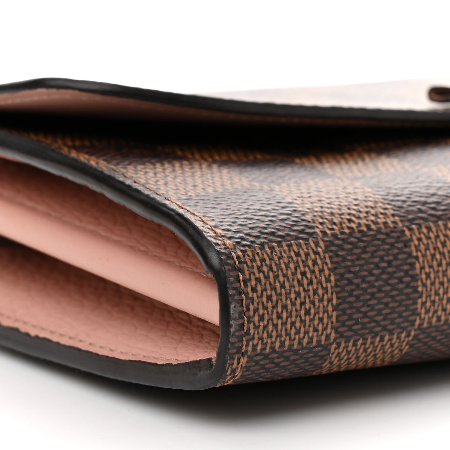 Damier Ebene Croisette Chain Wallet Rose Ballerine