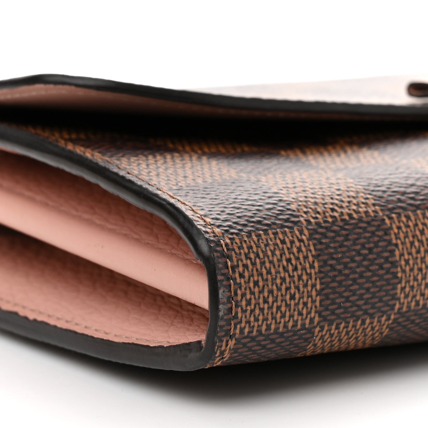 Louis Vuitton Damier Ebene Croisette Chain Wallet Rose Ballerine 8 of 10