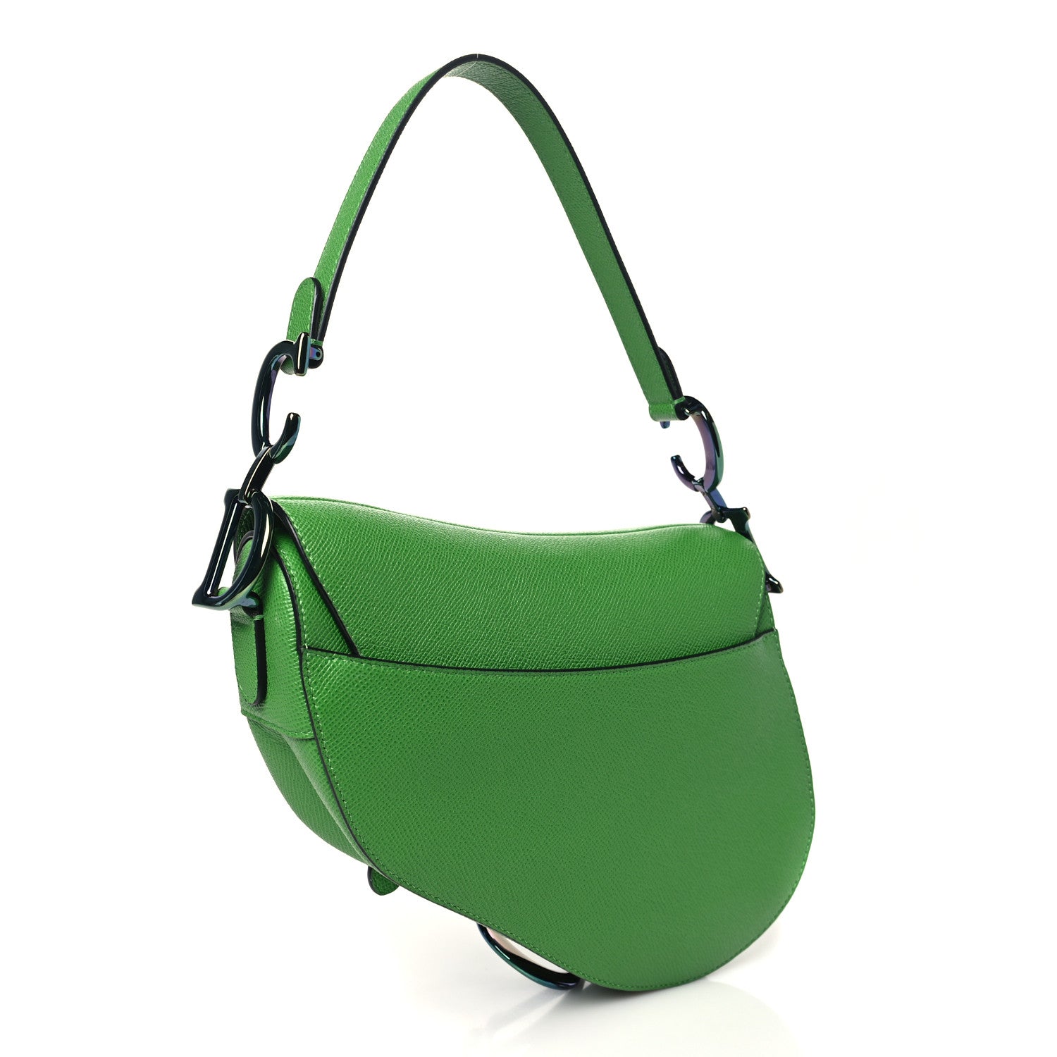 Christian Dior Grained Calfskin Saddle Bag Green 3 of 10