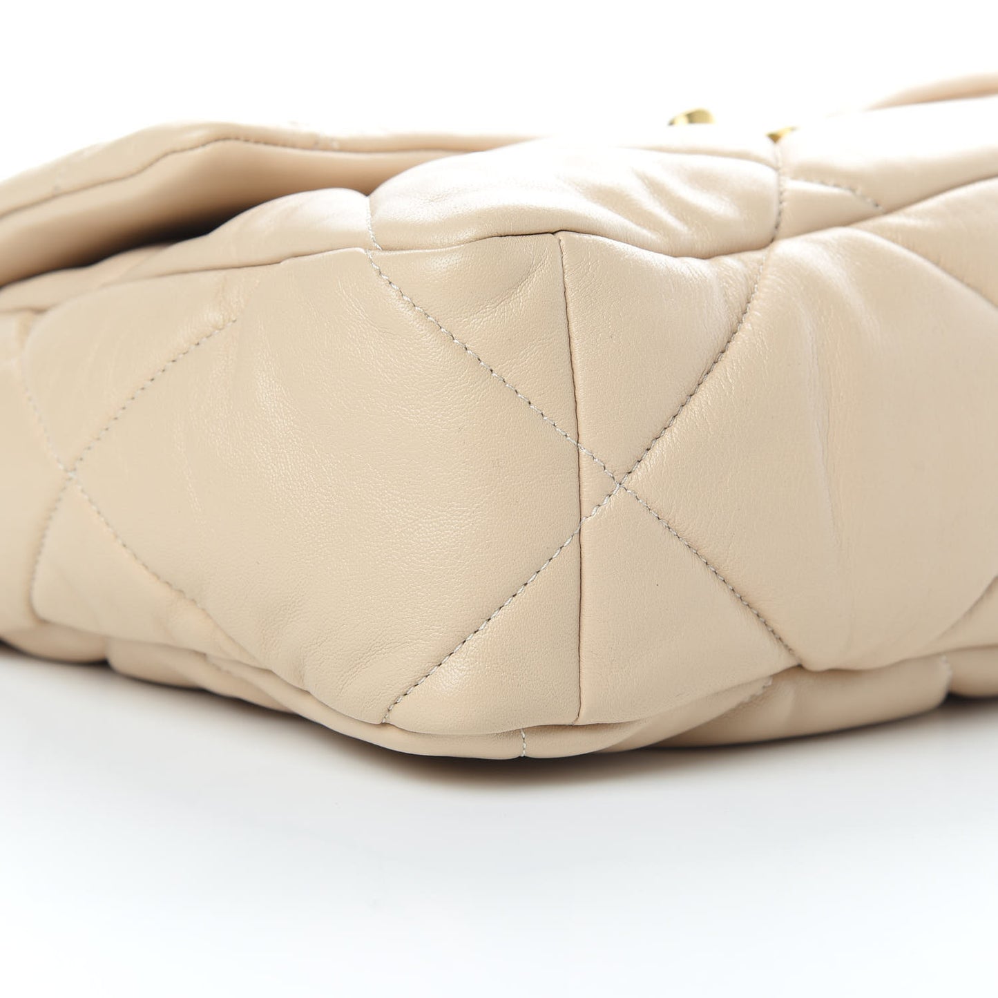 Lambskin Quilted Large 19 Flap Beige