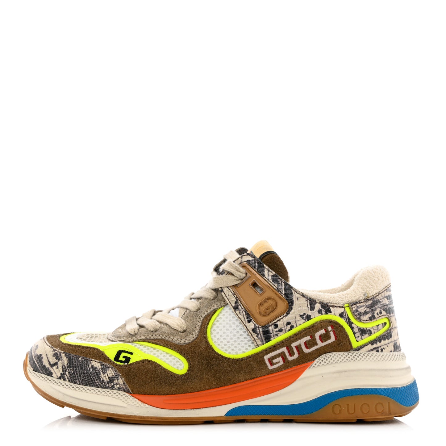Suede Calfskin Tejus Printed Womens Ultrapace Sneakers 36.5 Natural Ardesia Neon Yellow