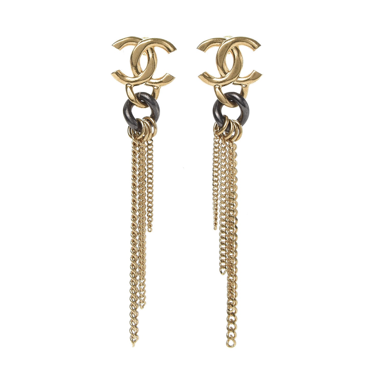 Chain CC Dangle Earrings Gold
