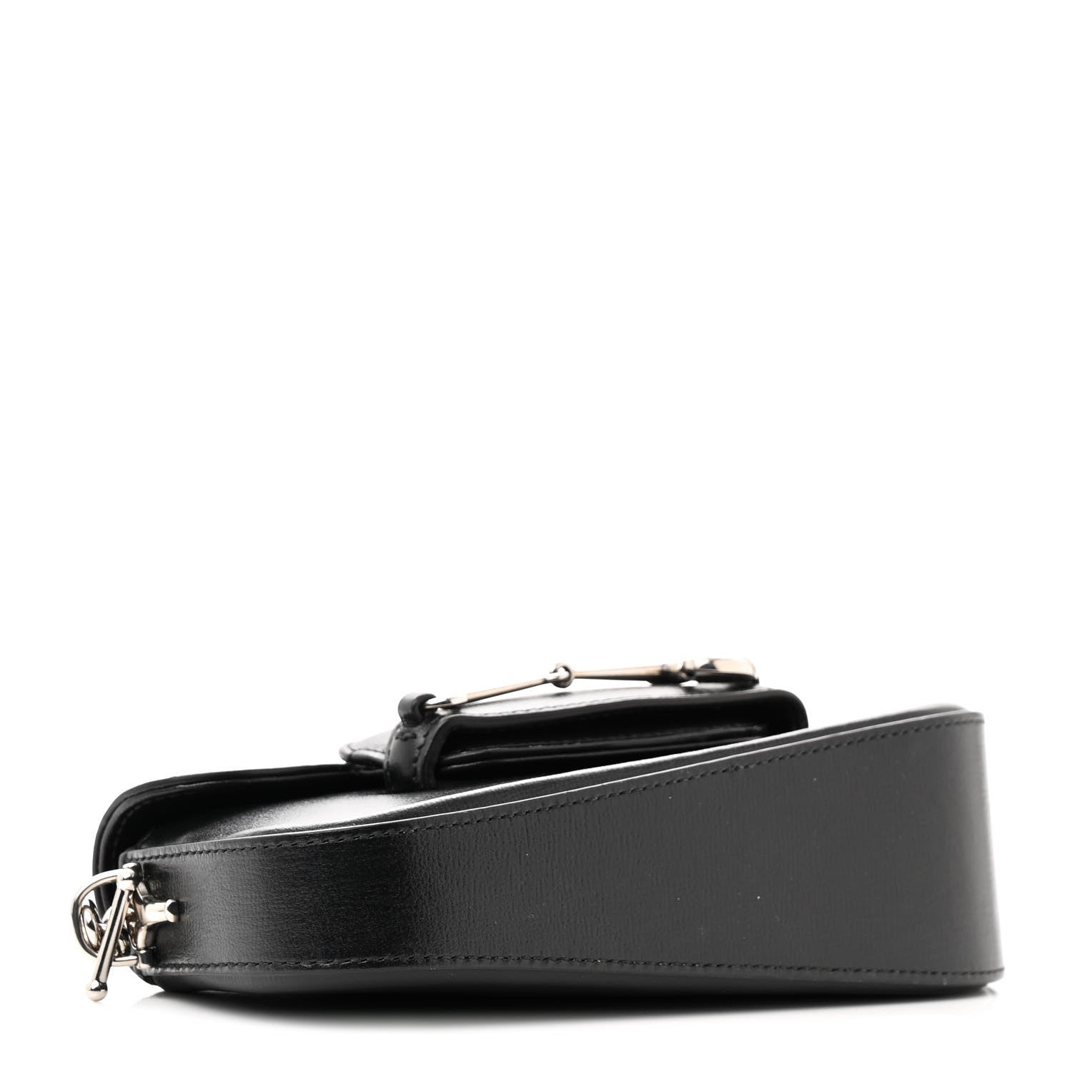 Gucci Calfskin Mini Horsebit 1955 Asymmetric Shoulder Bag Black 4 of 15