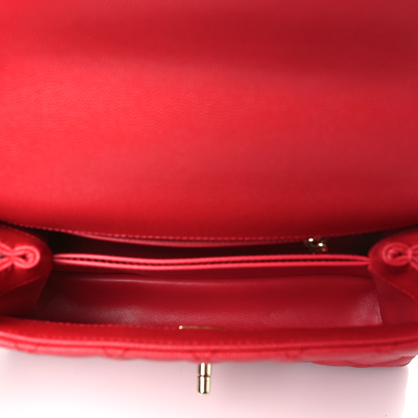 Caviar Quilted Mini Coco Handle Flap Red