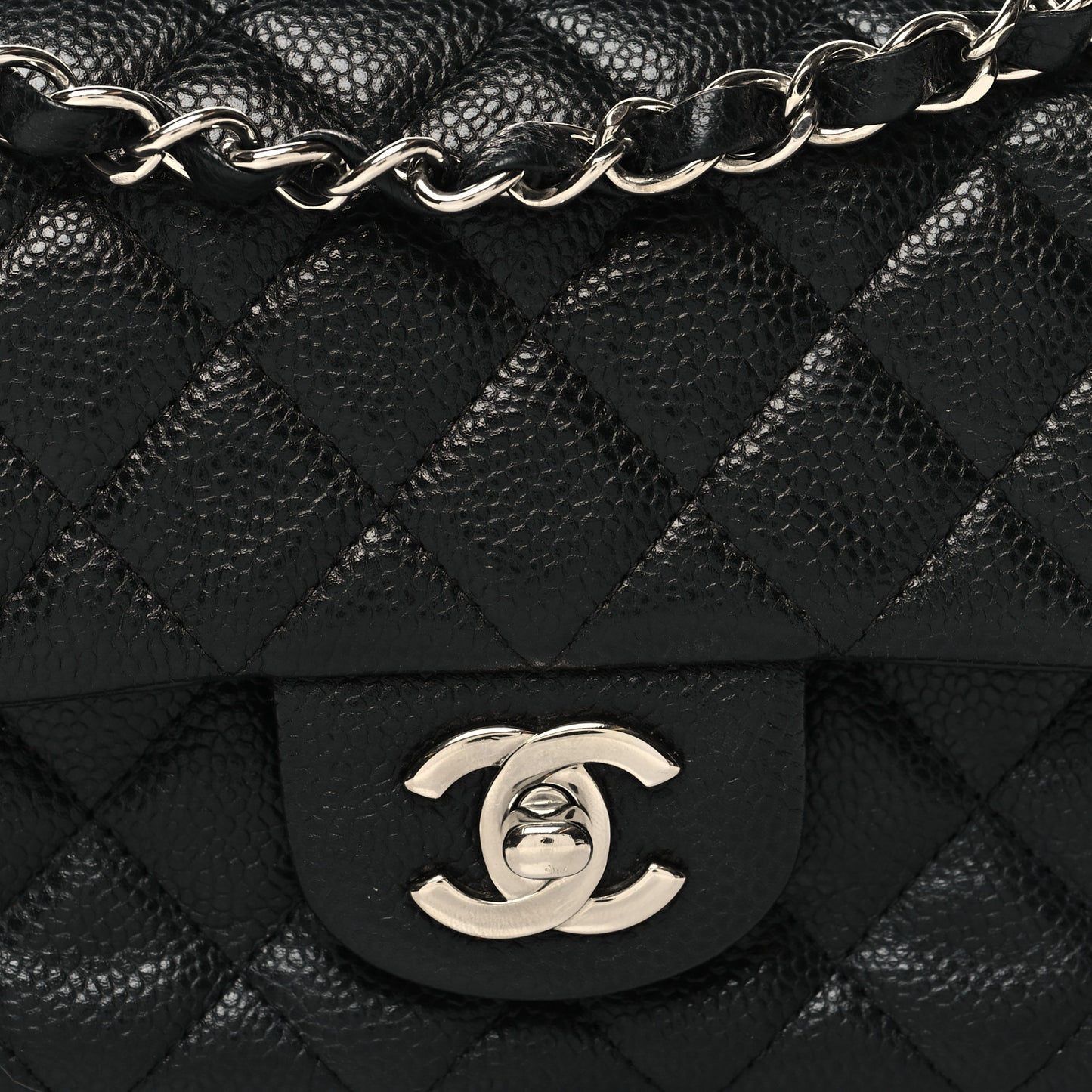 Caviar Quilted Mini Rectangular Flap Black