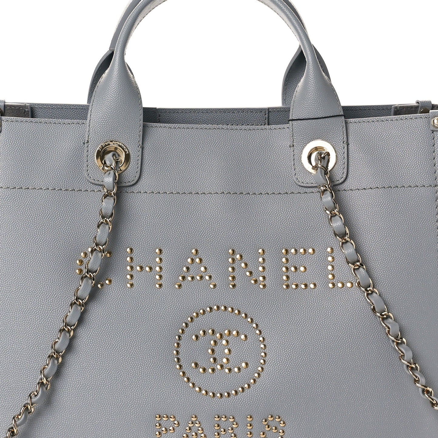 Caviar Studded Small Deauville Tote Grey