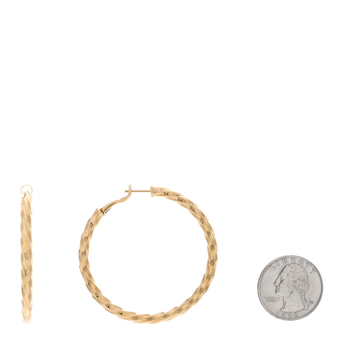 18K Yellow Gold Cable Edge Hoop Earrings
