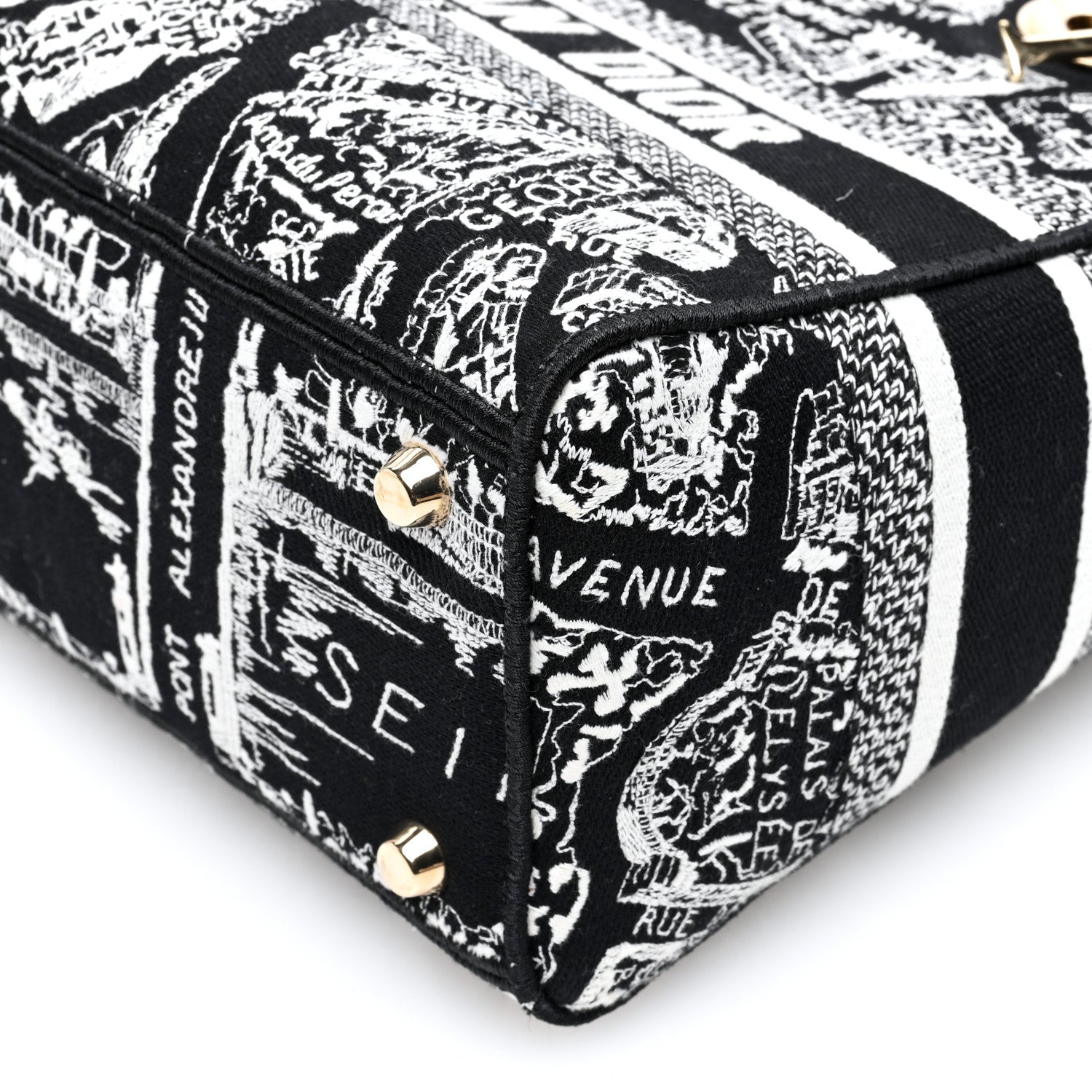 Christian Dior Canvas Embroidered Medium Plan de Paris Lady D-Lite Black White 9 of 9