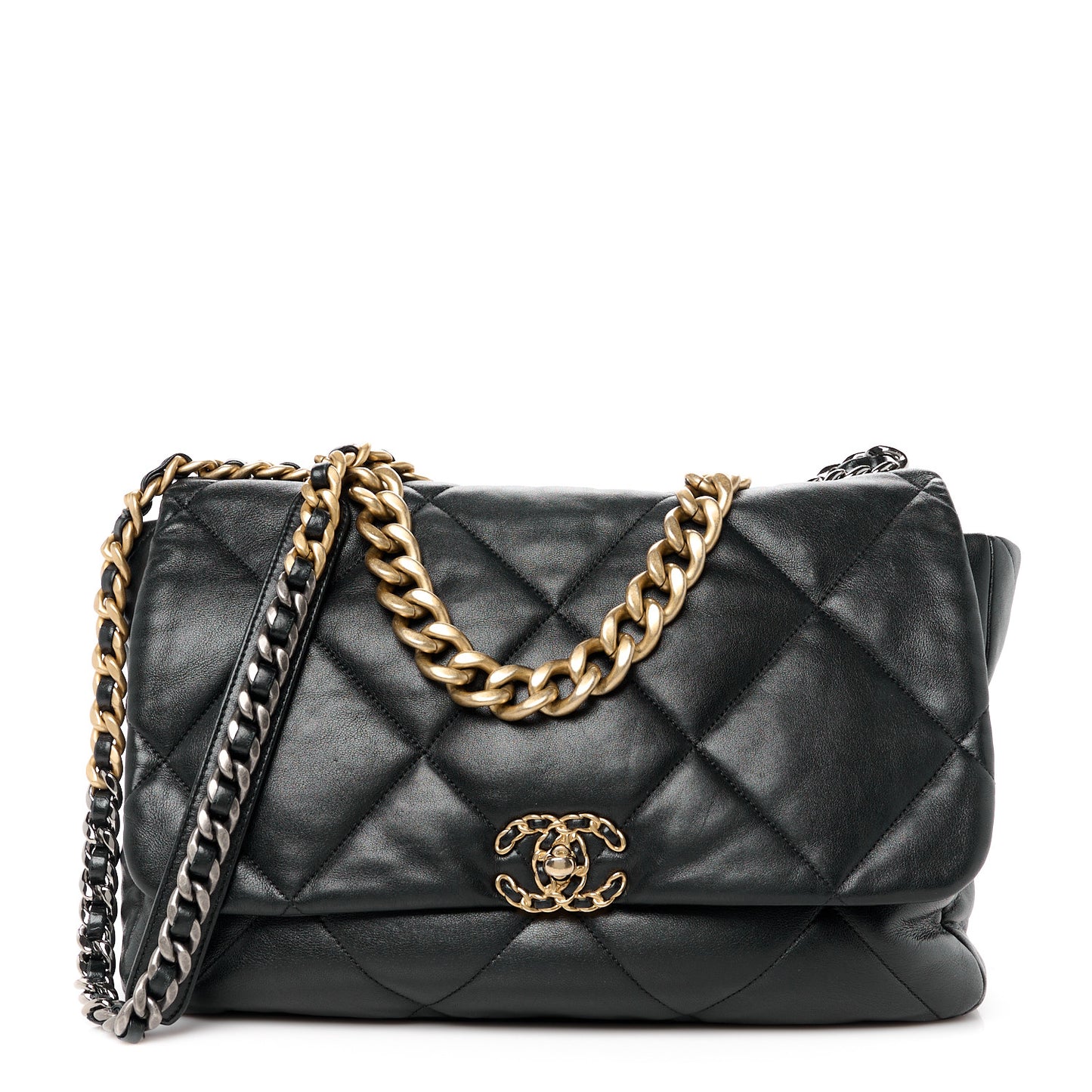 Lambskin Quilted Maxi Chanel 19 Flap Black