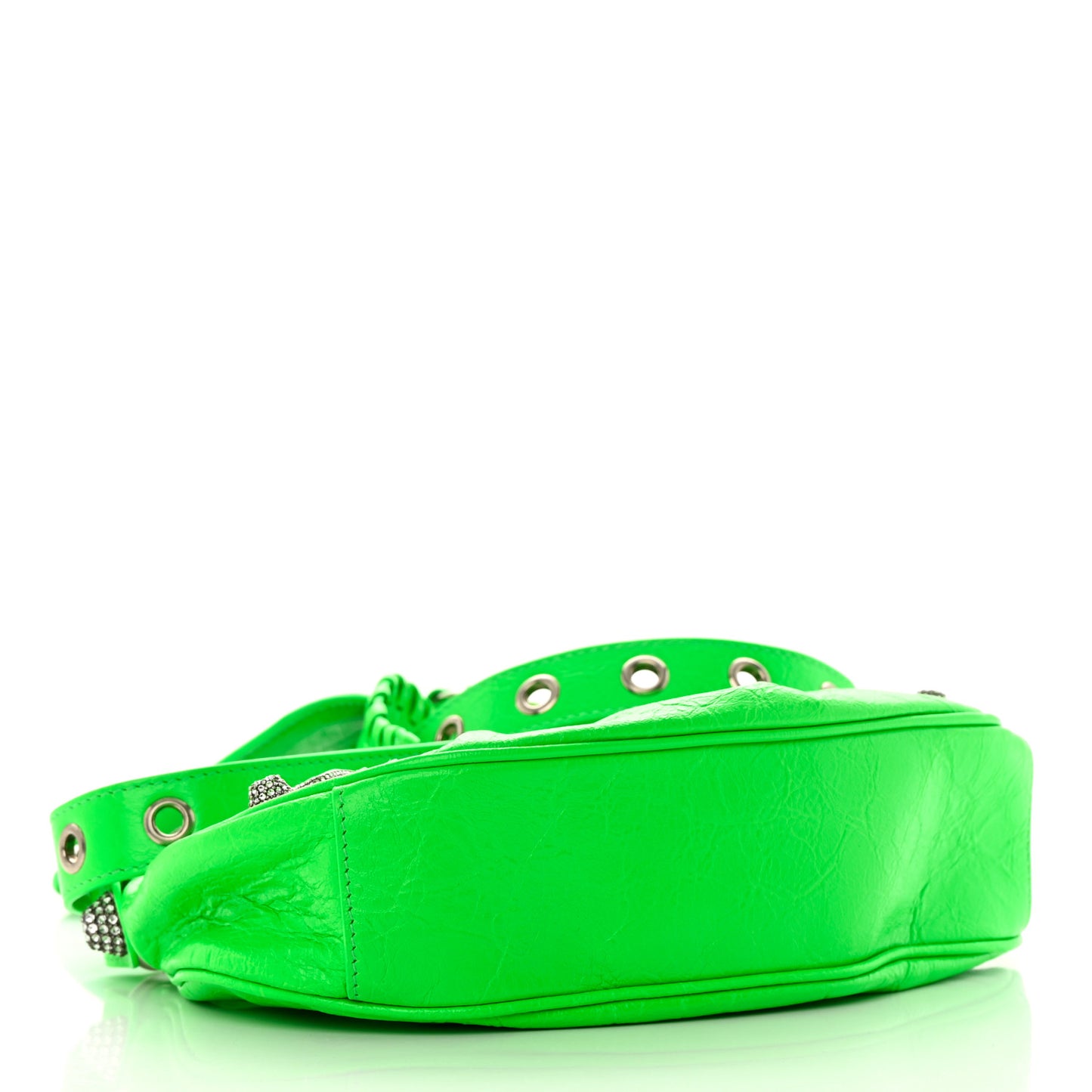 Agneau Arena Crystal Le Cagole Shoulder Bag XS Fluo Green