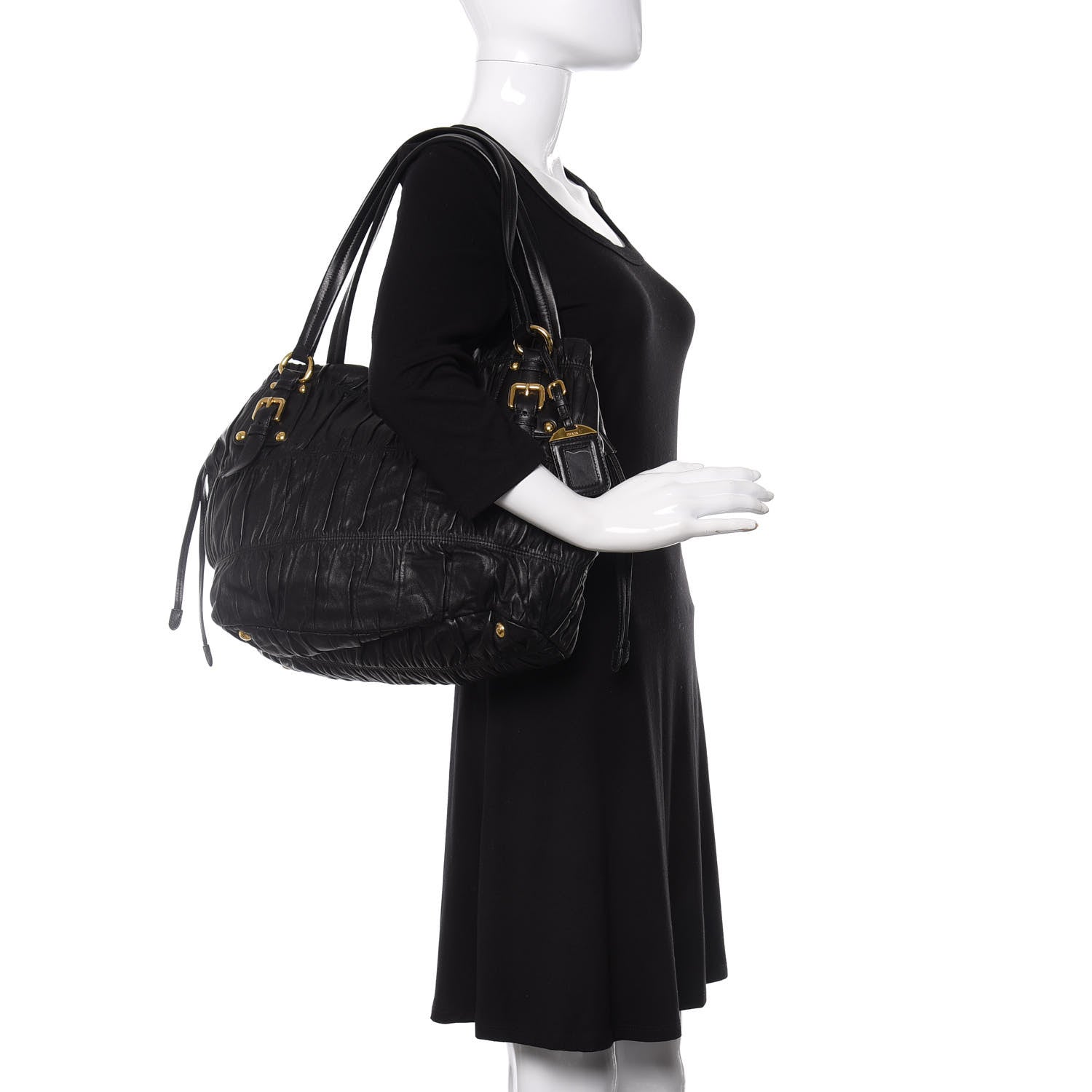 Prada Nappa Gaufre Antik Tote Black 2 of 11