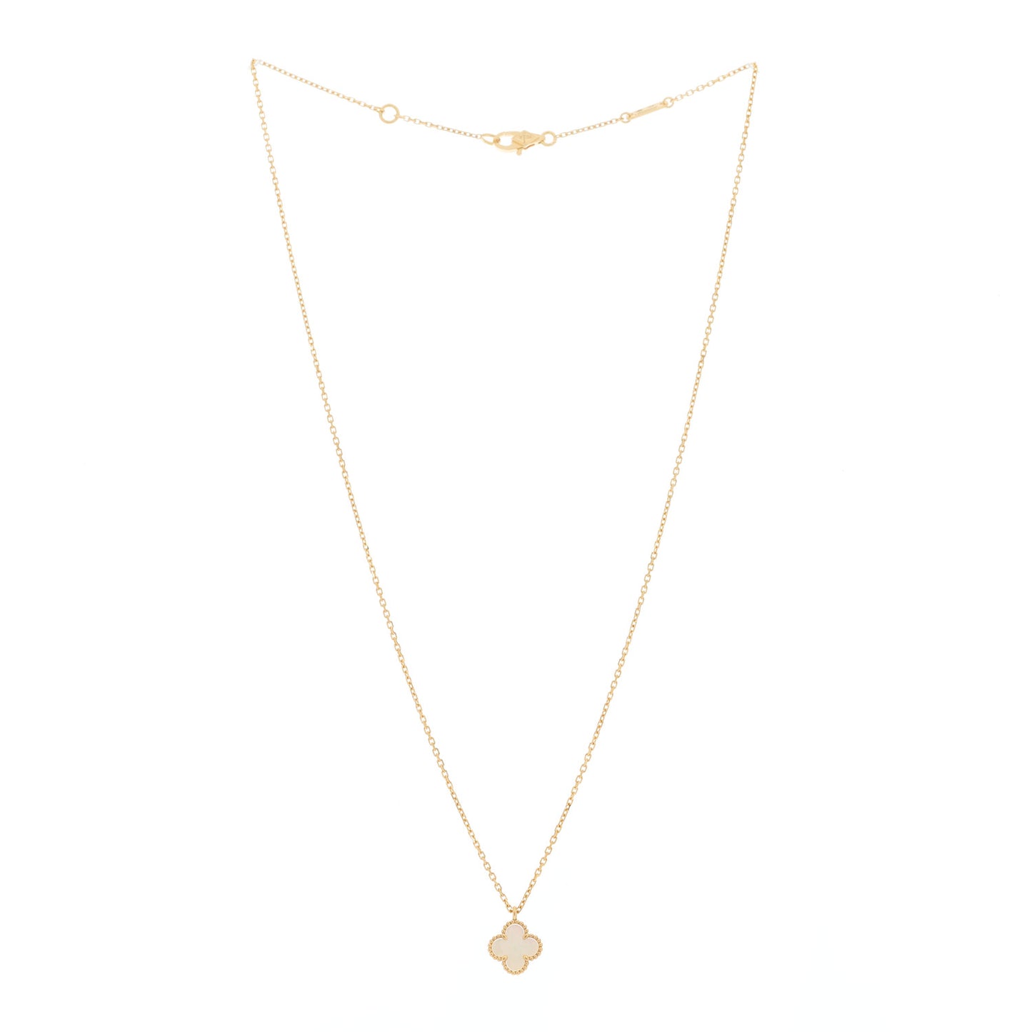 18K Yellow Gold Mother of Pearl Sweet Alhambra Pendant Necklace