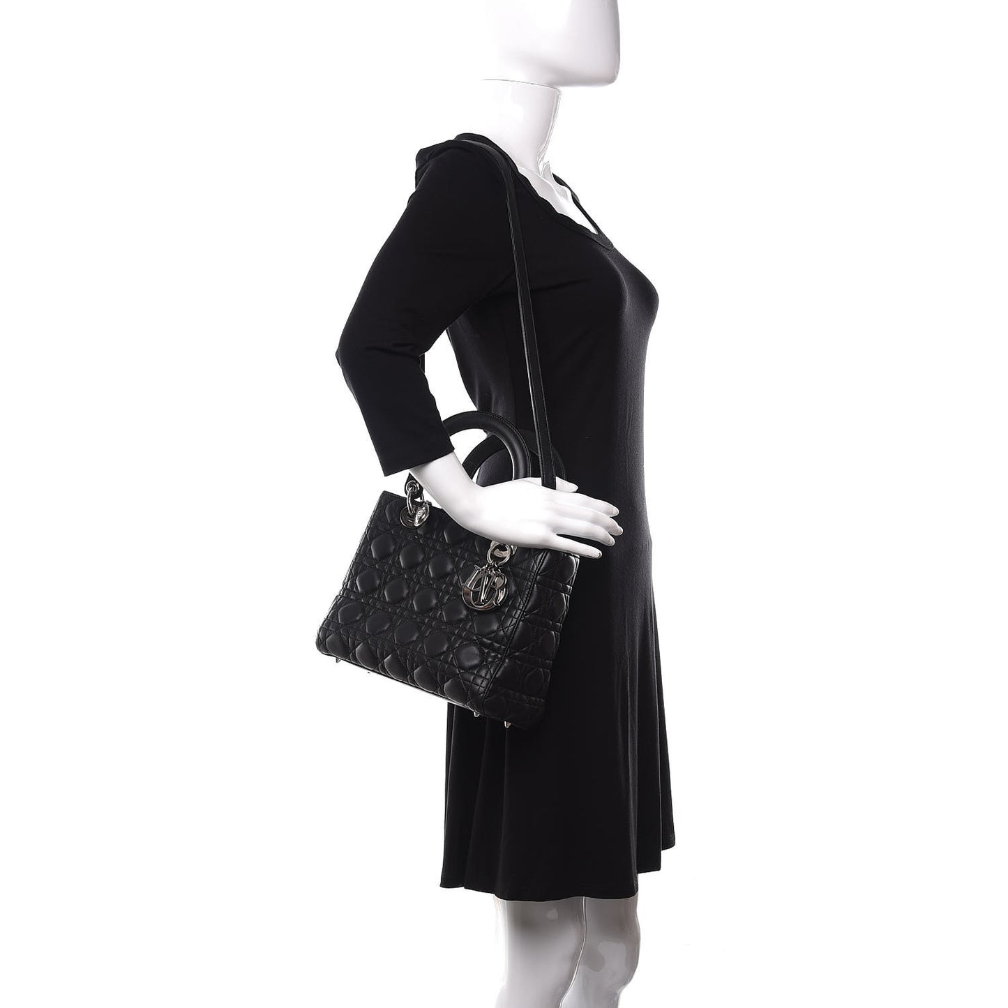 Lambskin Cannage Medium Lady Dior Black