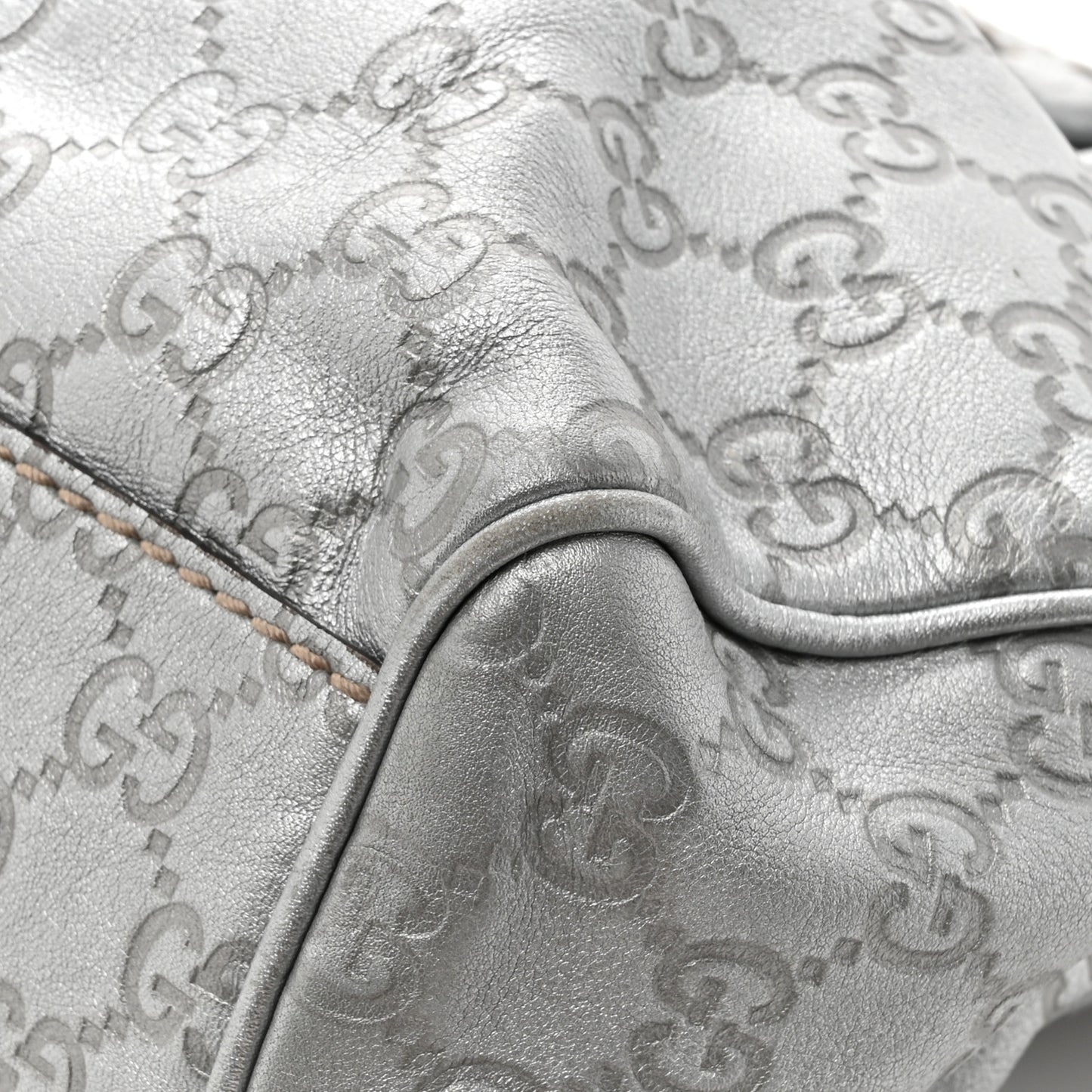 Metallic Guccissima Medium Sukey Tote Silver