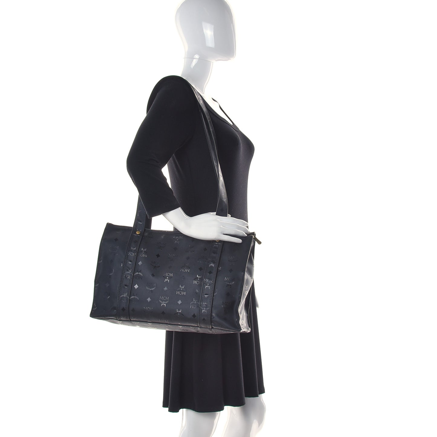 Monogram Coated Canvas Tote Bag Black