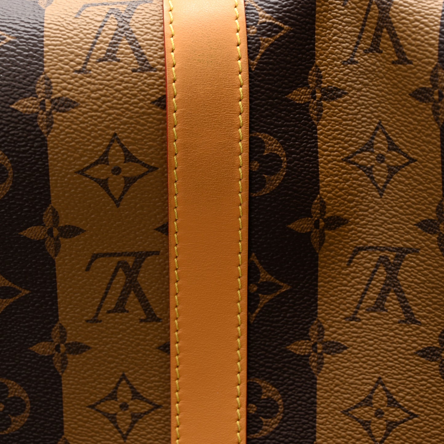 X NIGO Reverse Monogram Stripe Keepall Bandouliere 50 Brown