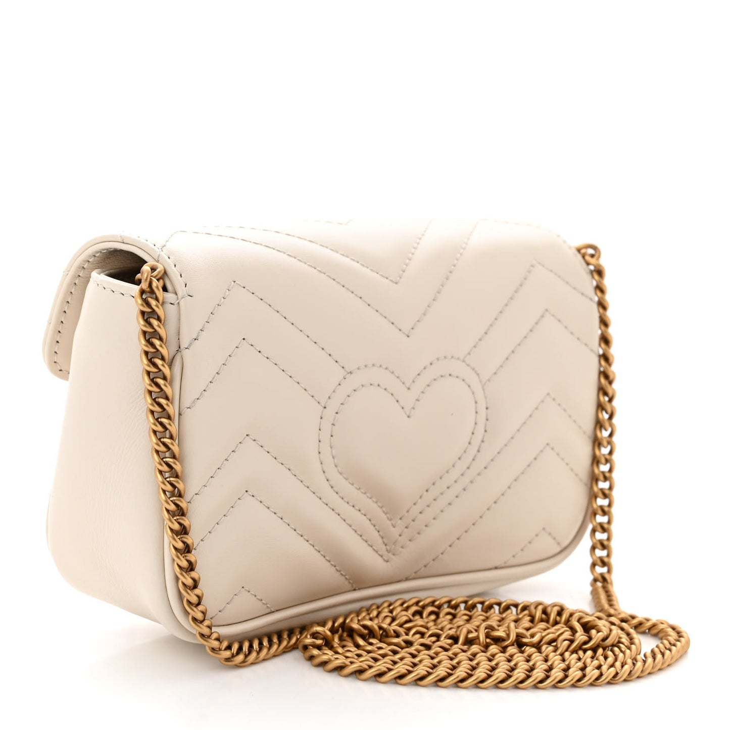 Calfskin Matelasse Super Mini GG Marmont Shoulder Bag White