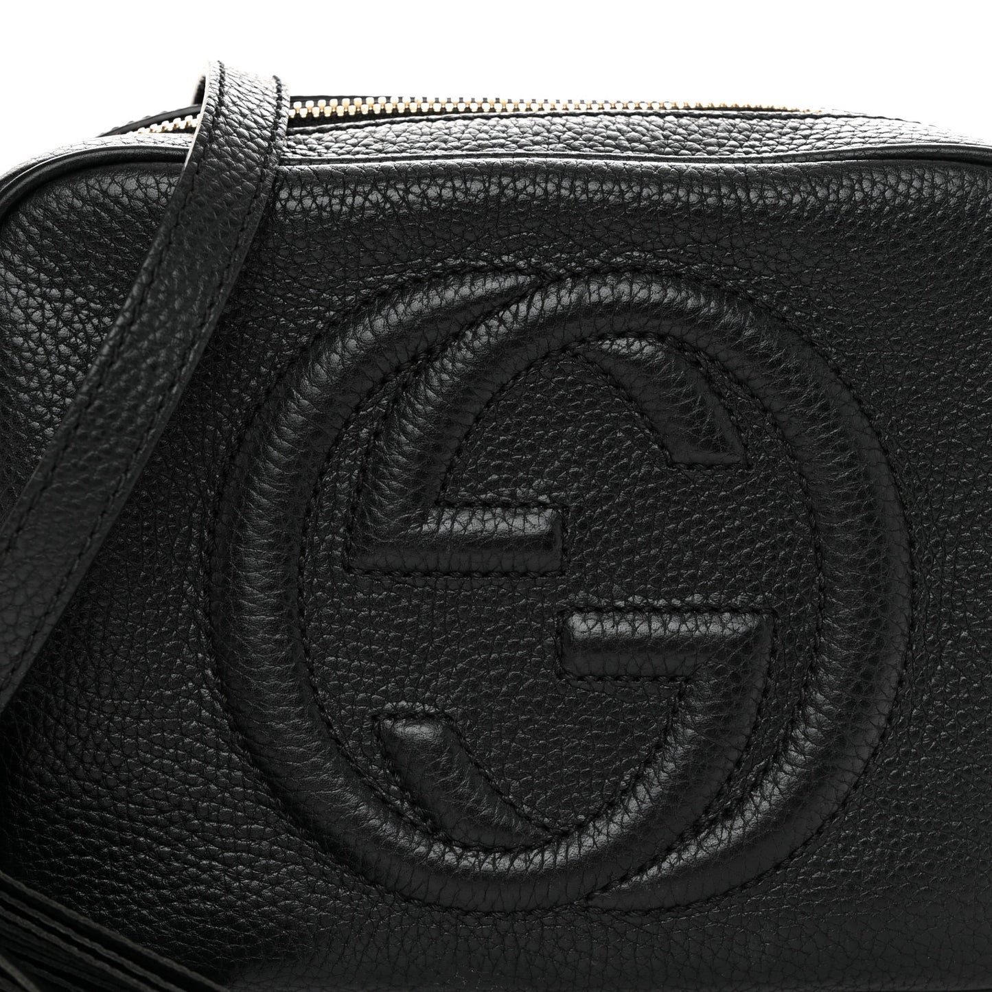 Pebbled Calfskin Small Soho Disco Bag Black