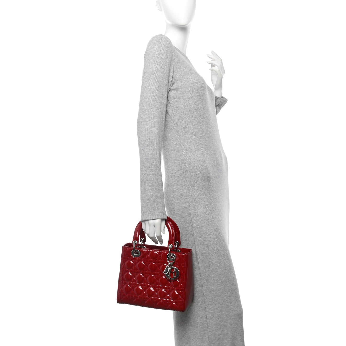 Patent Cannage Medium Lady Dior Red