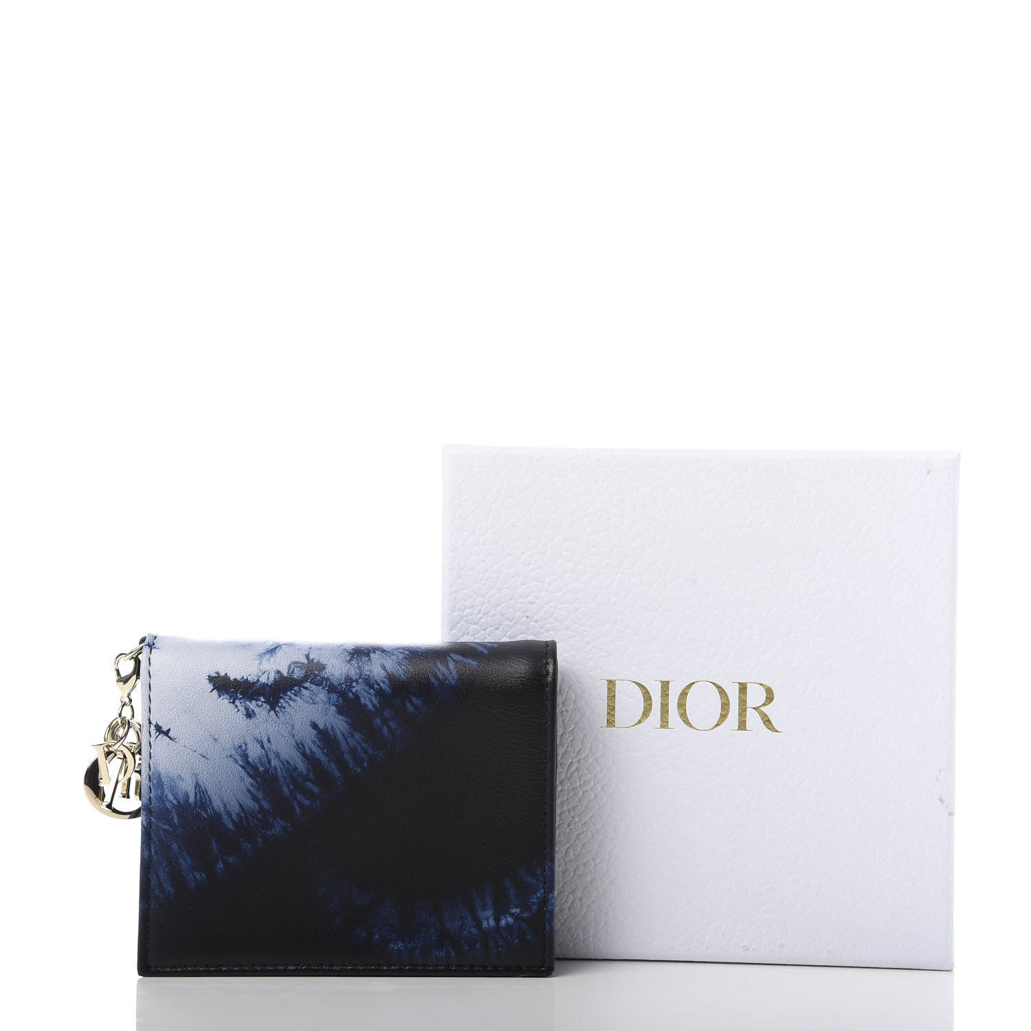 Christian Dior Calfskin Tie Mini Lady Dior Wallet Blue Multicolor 8 of 8