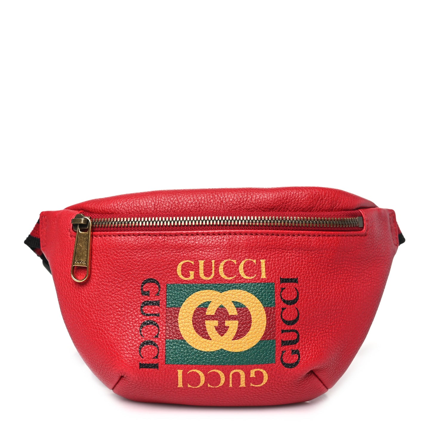 Grained Calfskin Logo Belt Bag Hibiscus Red