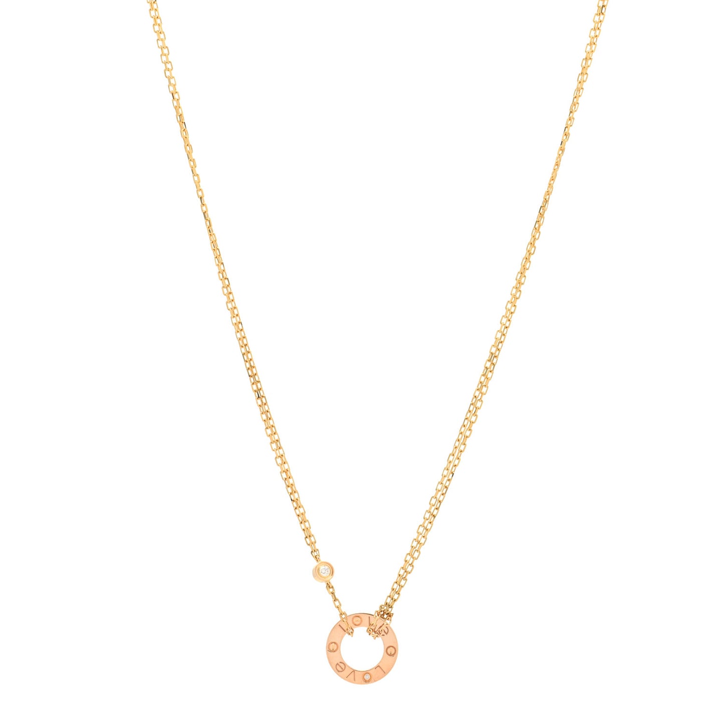 18K Pink Gold 2 Diamond LOVE Necklace