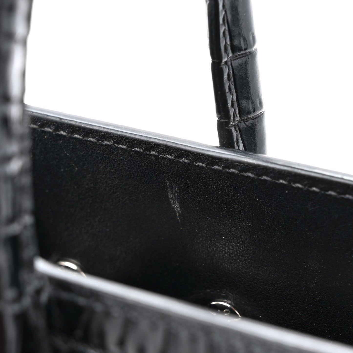 Calfskin Crocodile Embossed Baby Sac De Jour Black