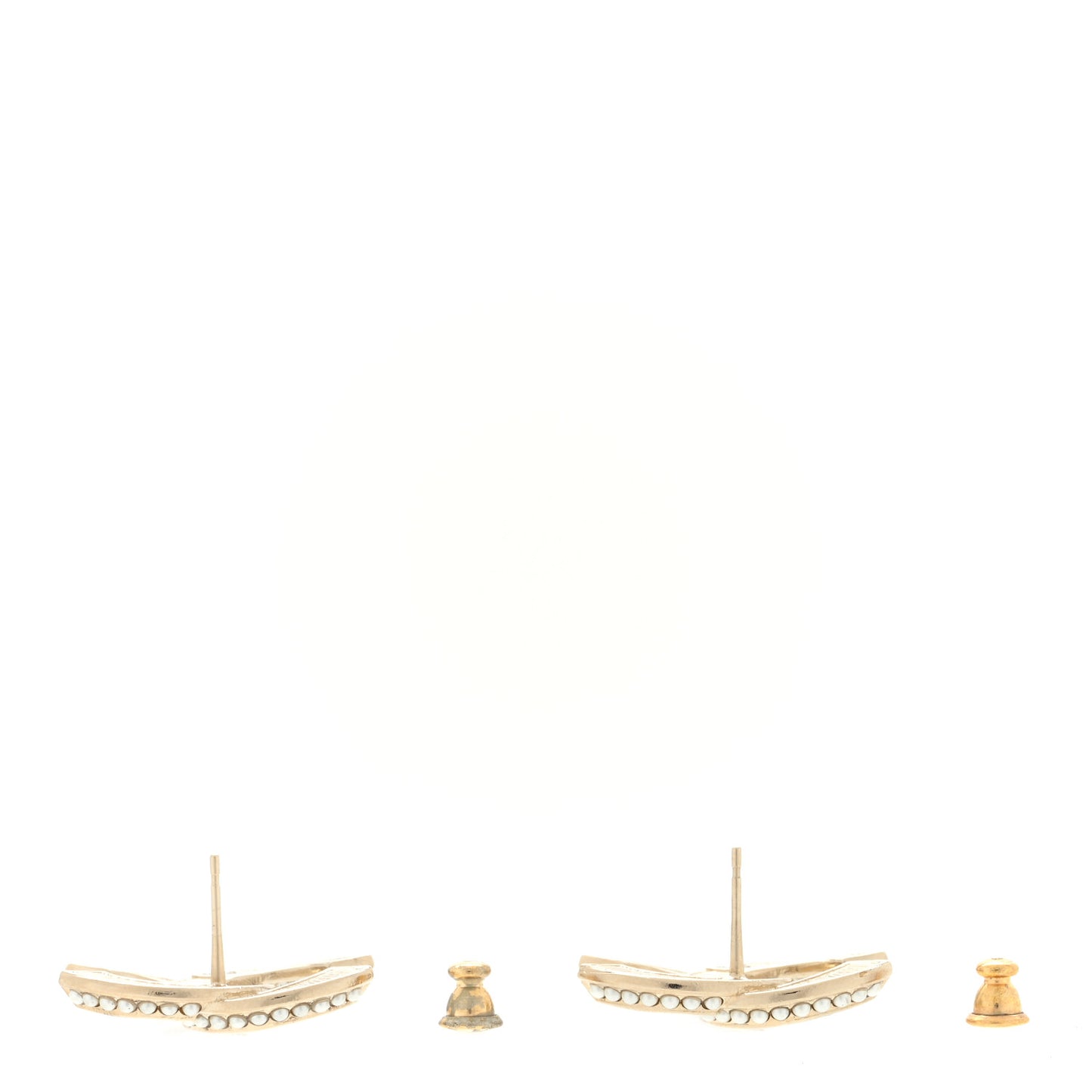 Crystal Pearl Chain Mania CC Earrings Gold