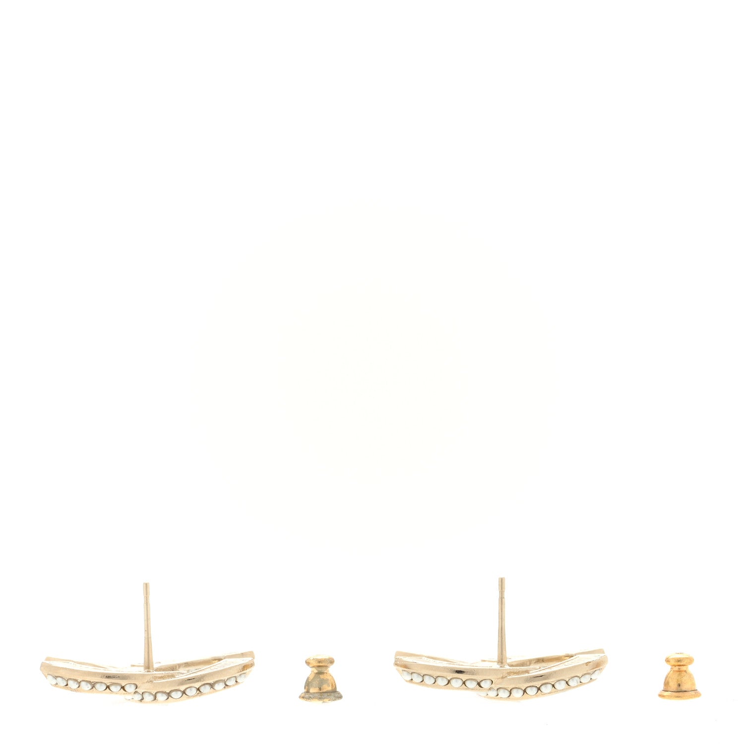 Chanel Crystal Pearl Chain Mania CC Earrings Gold 3 of 4