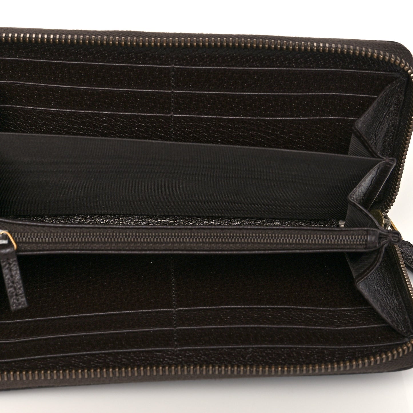 Dollar Calfskin Boar Effect GG Marmont Zip Around Wallet Dark Cocoa