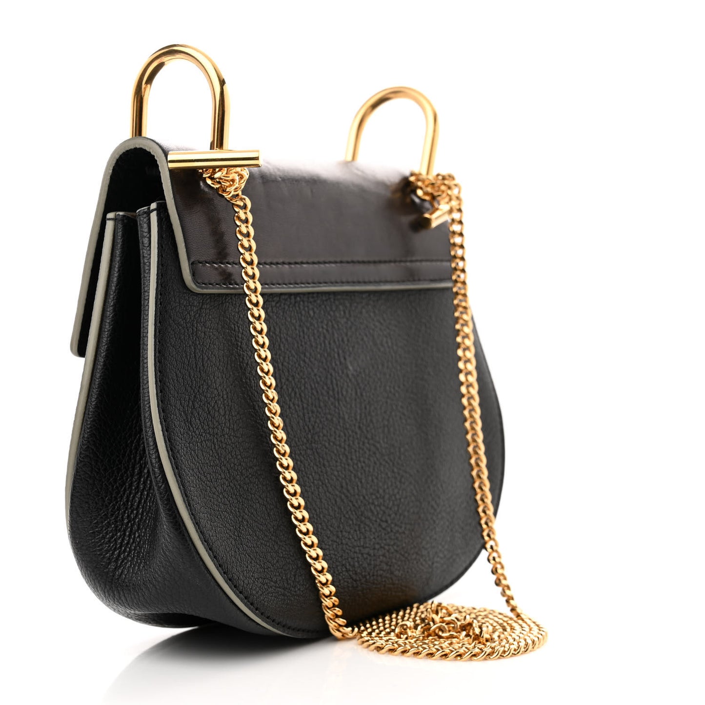 Grained Calfskin Lambskin Mini Drew Shoulder Bag Black