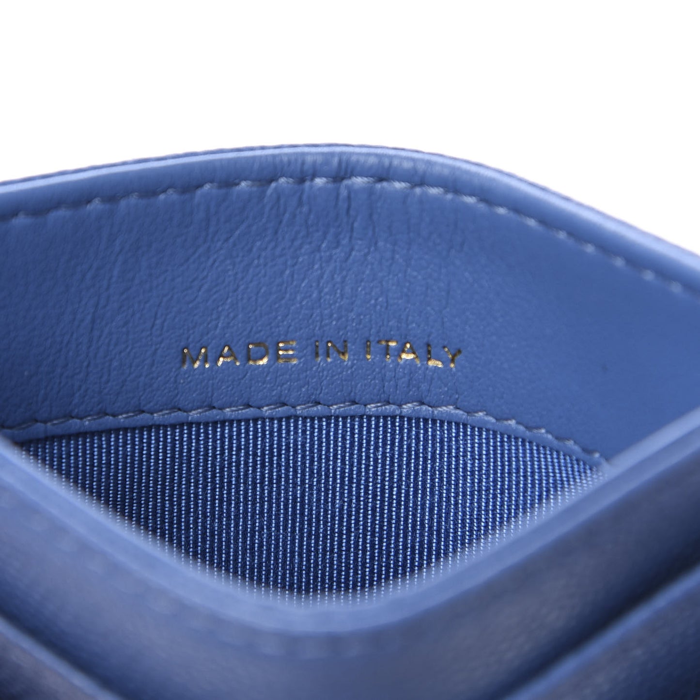 Caviar Quilted Card Holder Blue