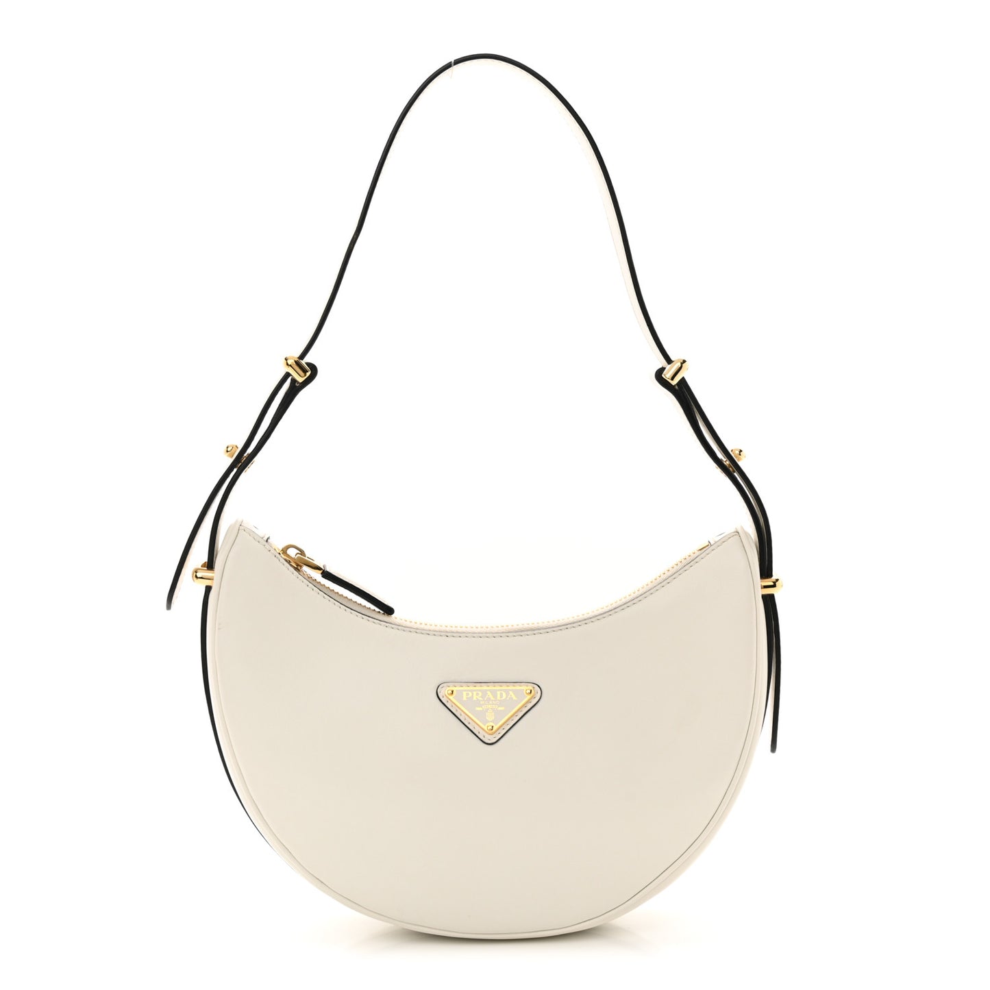 Soft Calfskin Arque Shoulder Bag White