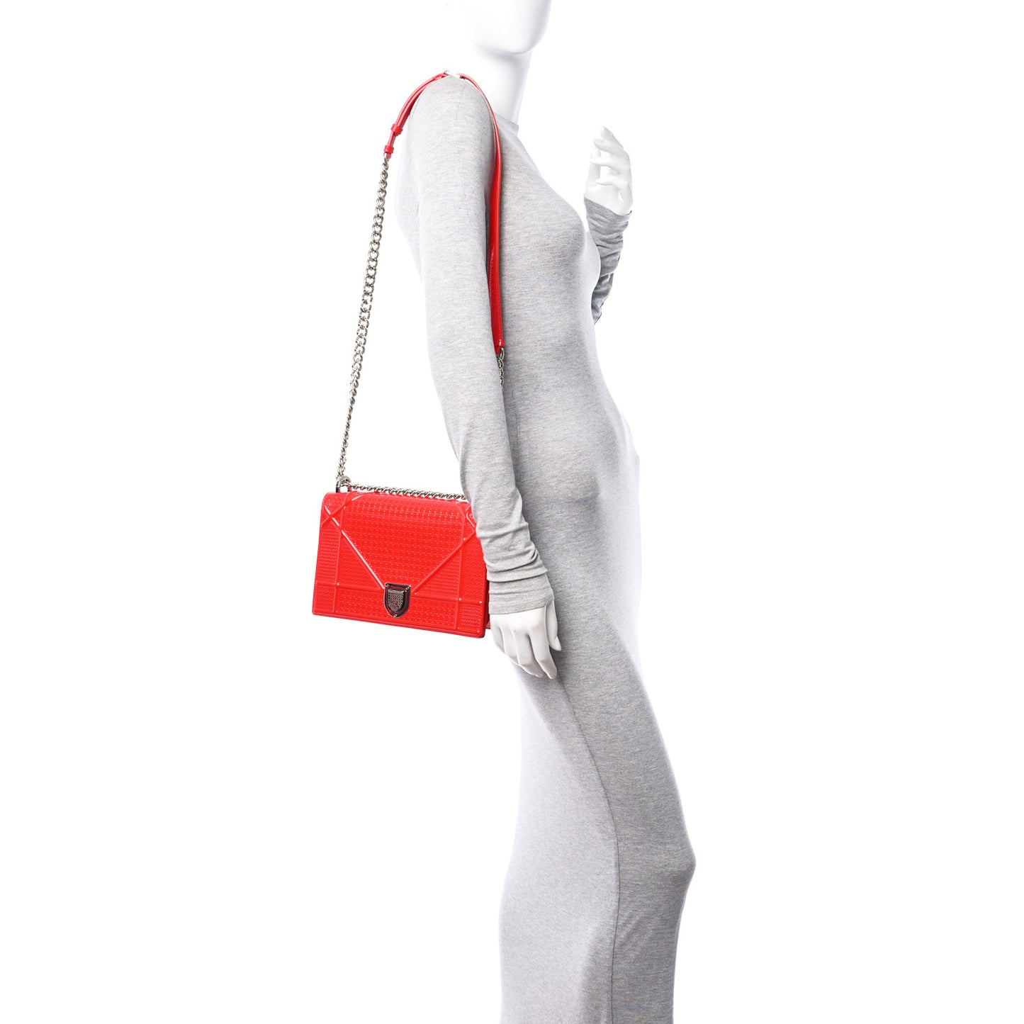 Patent Micro-Cannage Medium Diorama Flap Bag Red