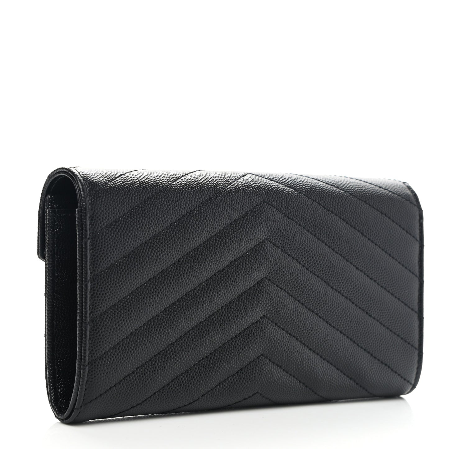 Grain De Poudre Matelasse Chevron Monogram Flap Wallet Black